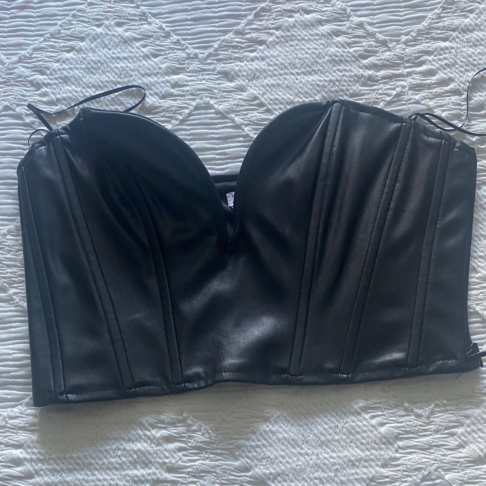 Zara Black Faux Leather Bustier